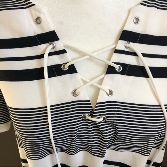 Express Stripe Lace Up Shift Dress - Picture 6 of 10